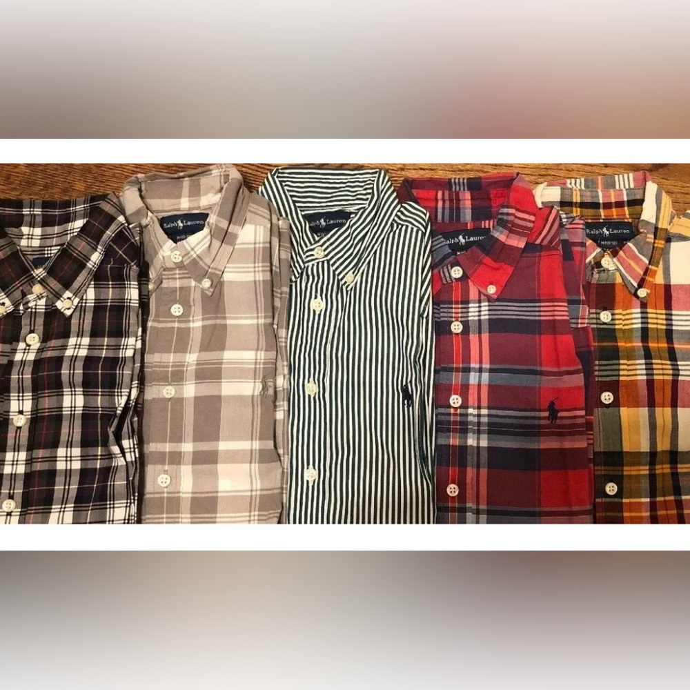 Ralph Lauren Boys 5 Long Sleeve Plaid Cotton Button Down Shirts Size M (10/12)